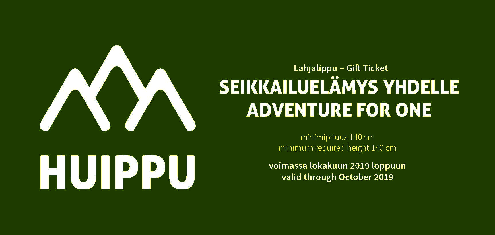 Treetop Adventure Huippu Gift Ticket for Adults is dark green.